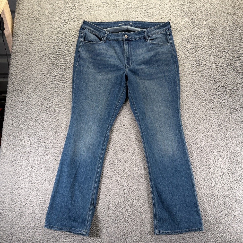Old Navy Wow Jeans Women's 16 Blue Cotton Denim‎ Bootcut Mid Rise Faded Stretch